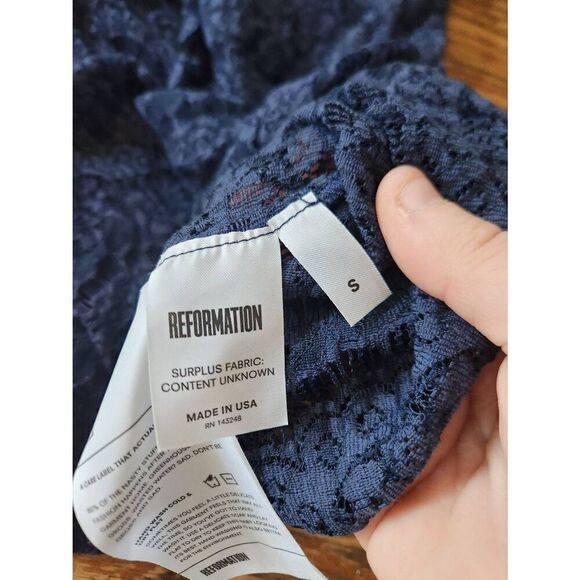 Reformation Blue Paige Lace Off The Shoulder Dress sz Small - Picture 3 of 4